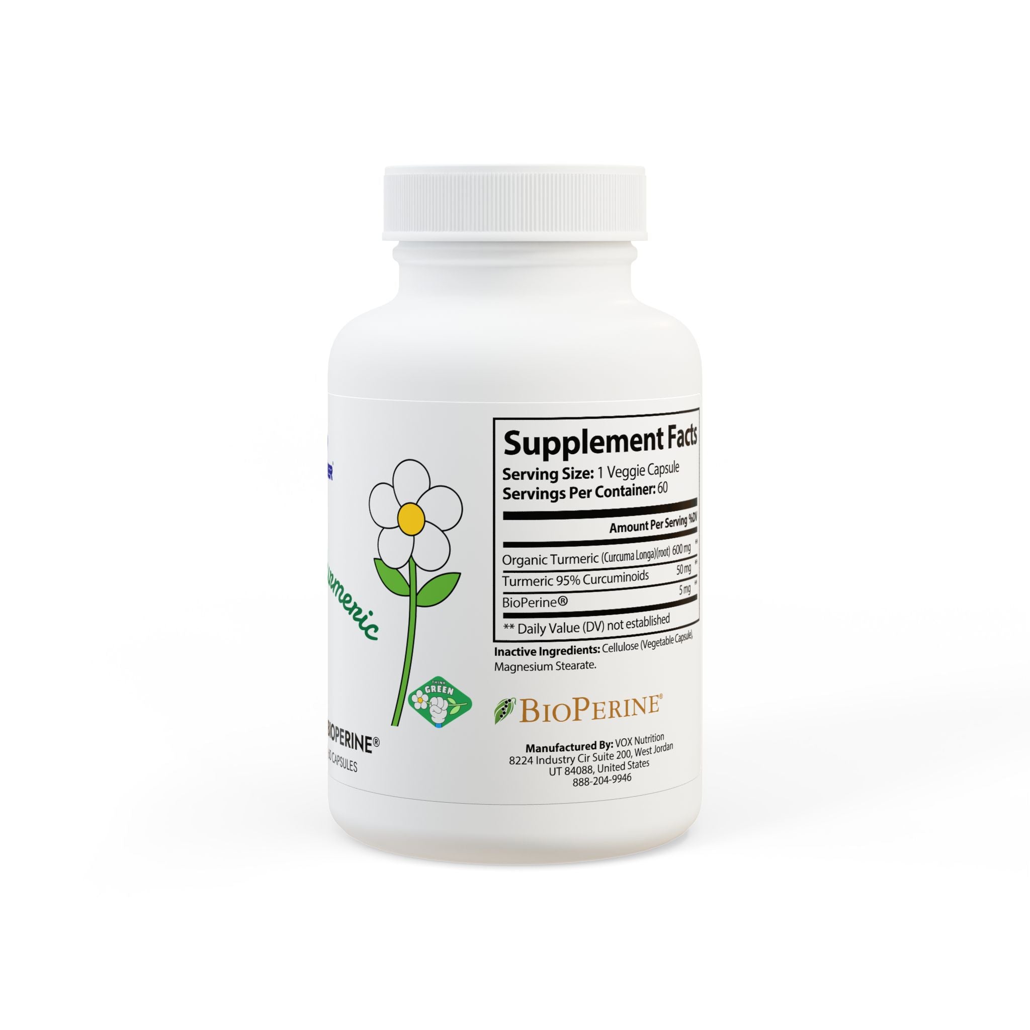 Turmeric with BioPerine® (Black Pepper Fruit Extract) Supplement (60 Capsules)