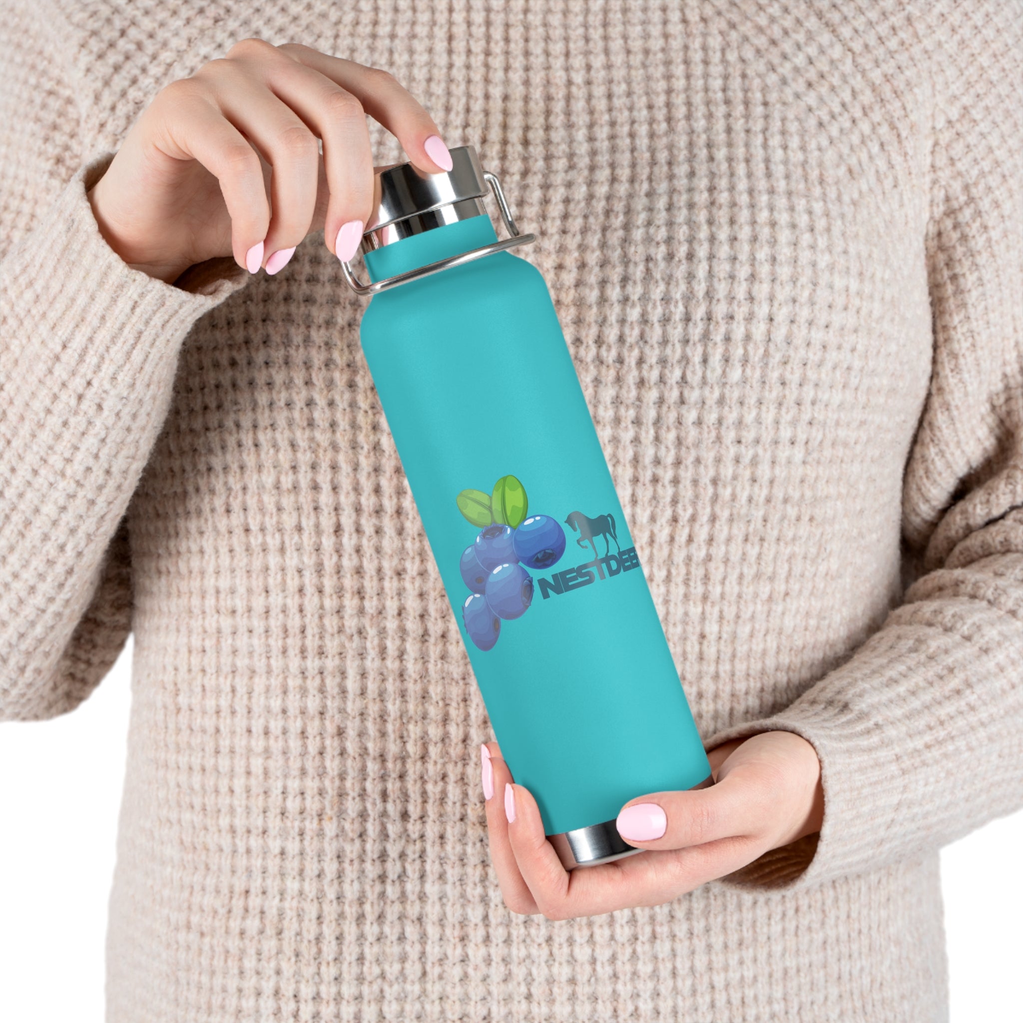 Water Bottle with Berry Design | Great for Hiking, Gym, Travel,