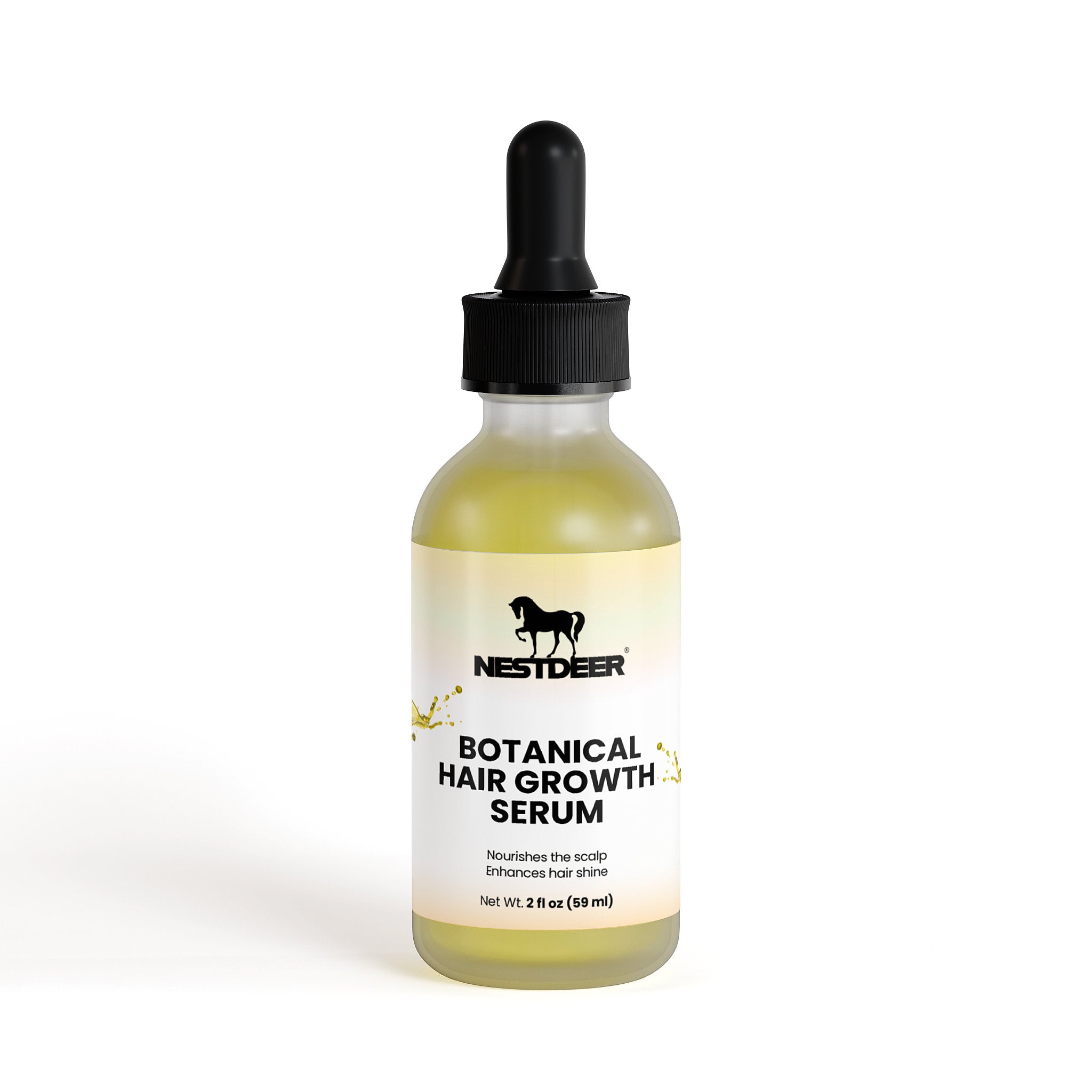 Nestdeer Botanical Hair Growth Serum bottle with dropper on a white background