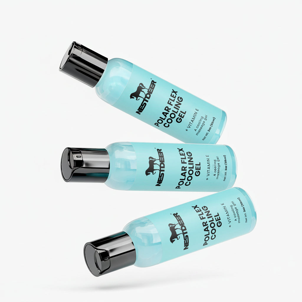 Three bottles of Polar Flex Cooling Gel on a white background with 'suppliful' branding.