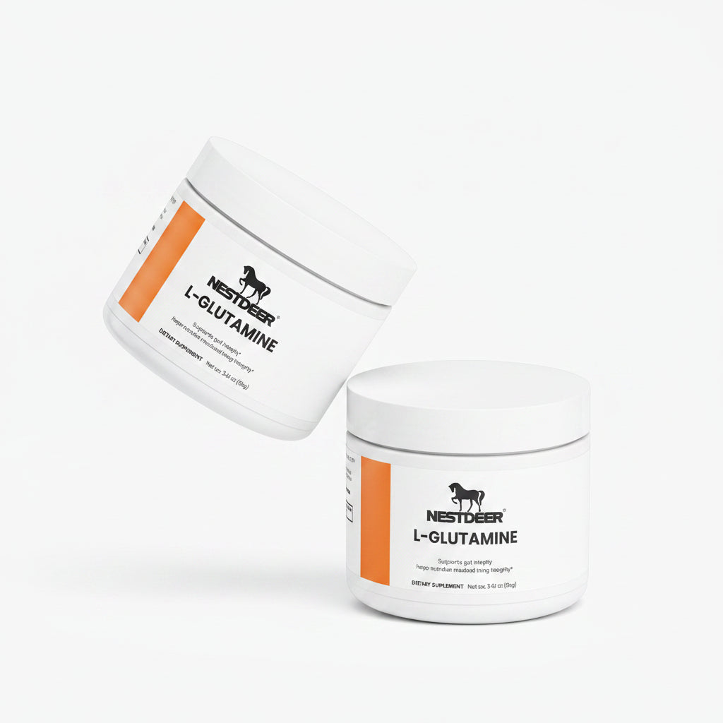 Two containers of Nestlèe L-Glutamine on a white background with 'suplifull' branding.