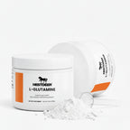 Nestdeer L-Glutamine supplement with packaging on a white background