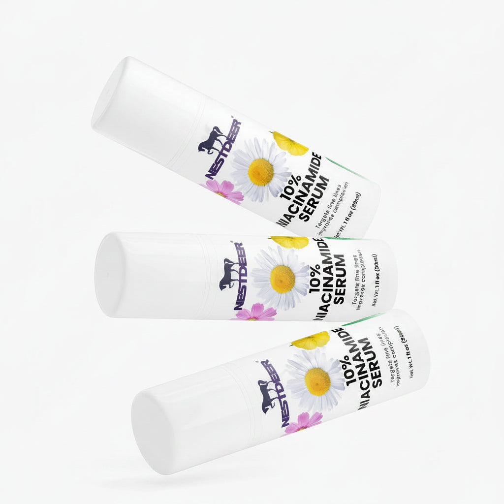 Multiple bottles of Nester Naturals Vitamin C Serum on a white background