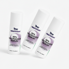 Three bottles of Nestdeer 10% Niacinamide Serum on a white background