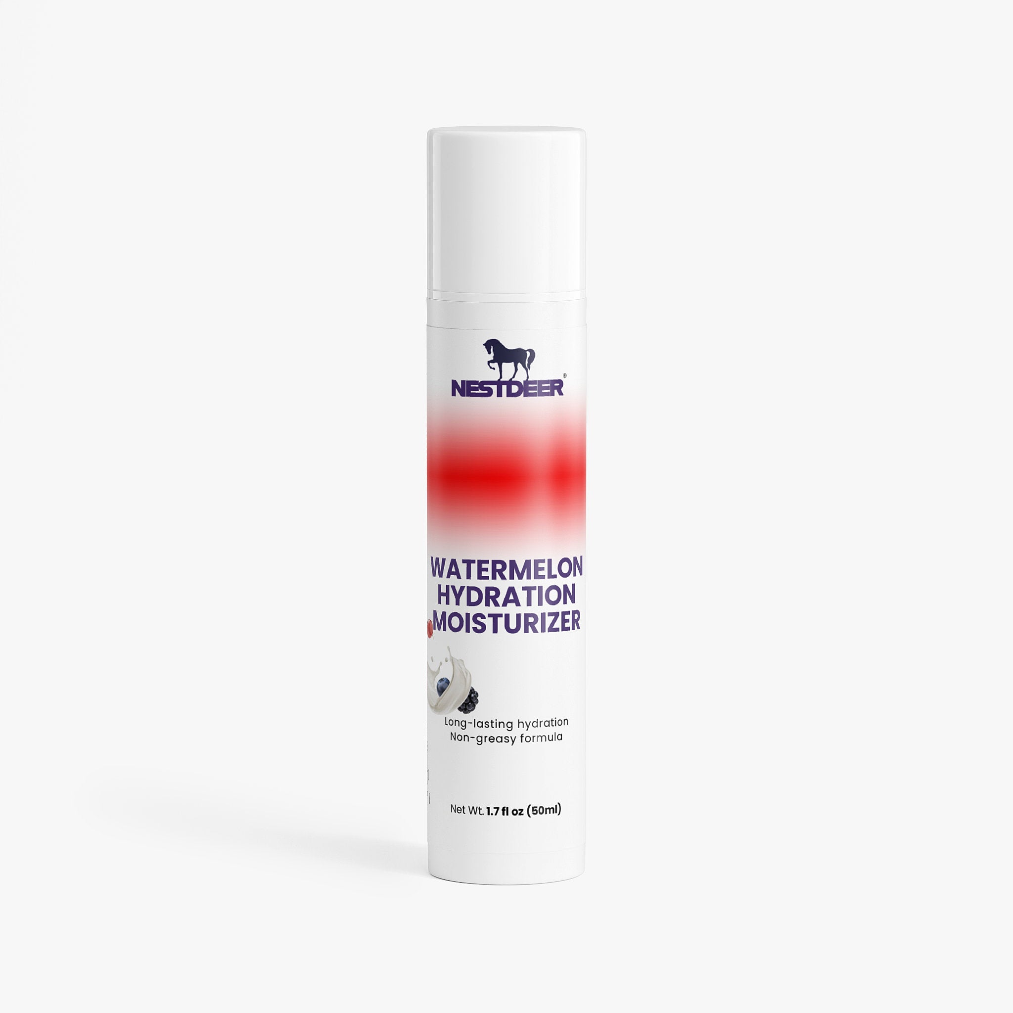 Moisturizer bottle with watermelon hydration label on a white background