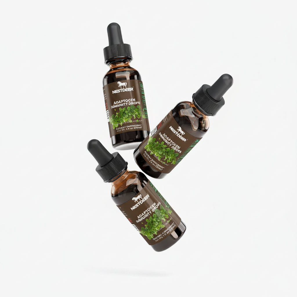 Three bottles of NESTLIFE Adaptogenic Herbs on a white background with 'suplifull' branding.