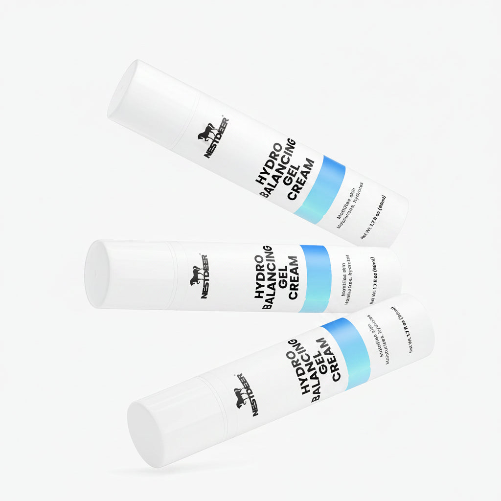 Multiple tubes of hydrobalancing gel cream on a white background with 'Suplifull' branding.