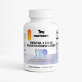 Bottle of Nestdeer Dental + Oral Health Chewables on a white background