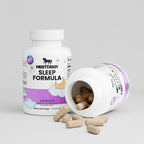 Nestle Deer Sleep Formula capsules with an open bottle on a white background