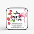 Packaging of Nestdeer Sleep Strips with a flamingo and raspberry illustration on a white background