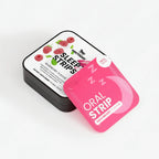 Pink oral strip packaging with 'Sleep Strips' text on a white background