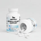 Nestdeer Bone & Heart Support supplement bottle with open cap on a white background