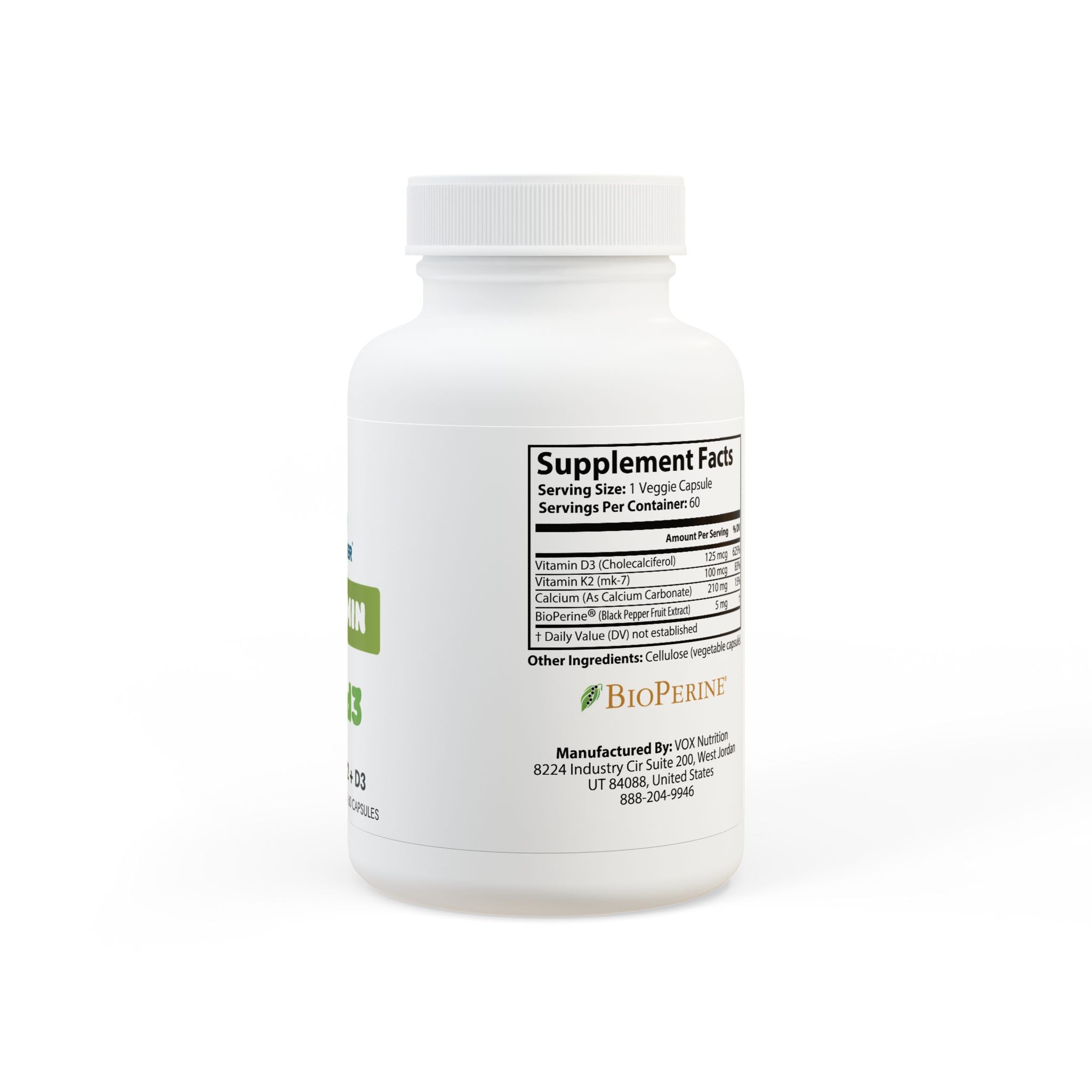 Vitamin K2 + D3 Supplement (60 Capsules)