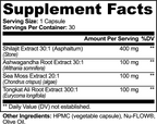 Supplement facts label with various extracts and their amounts per serving