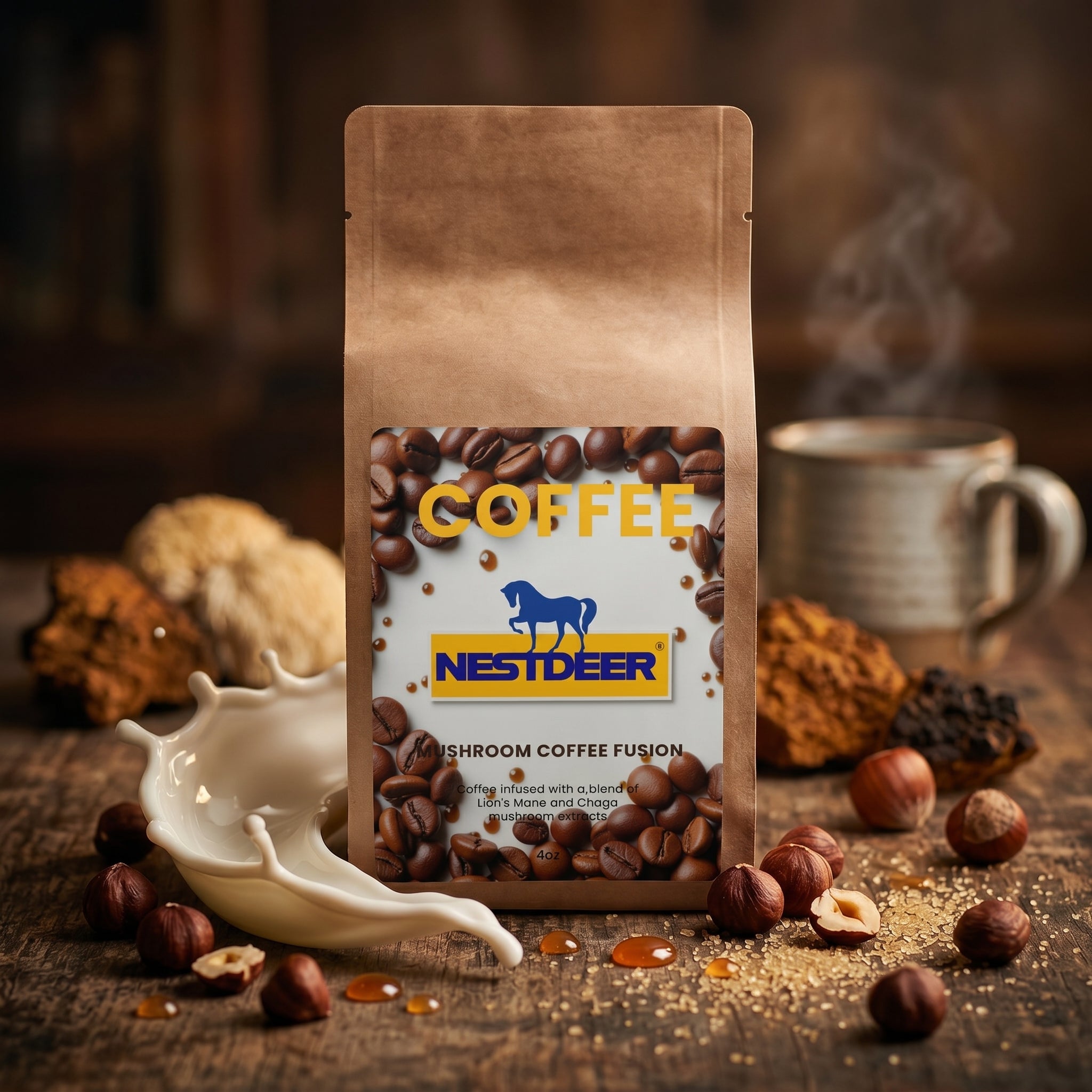 Paddenstoelkoffiefusie - Pruikzwam & Chaga 113g