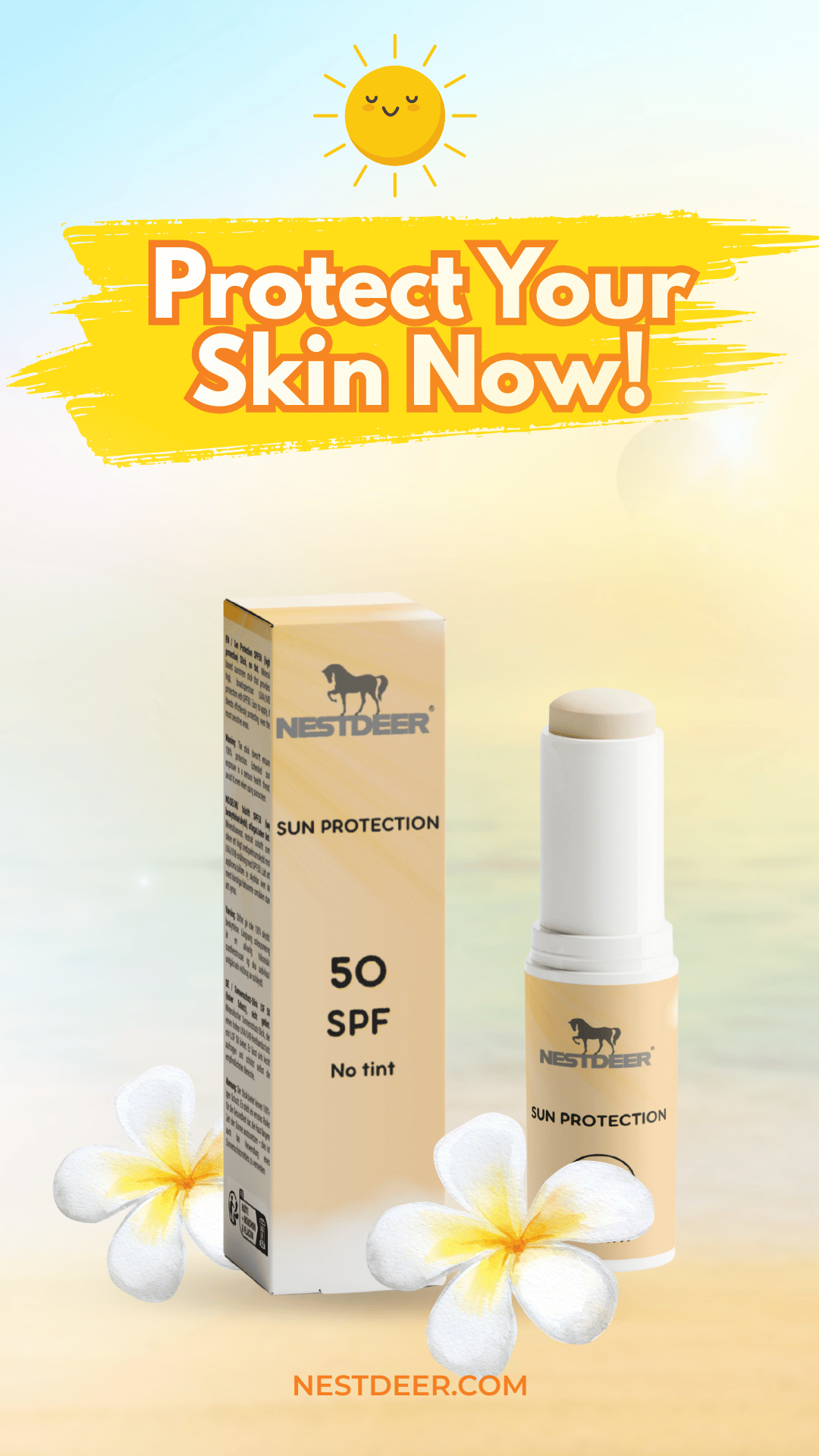 Zonnebescherming SPF50 Stick, geen tint