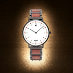 738. Nieuw houten horloge met band en kwartsuurwerk