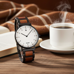 738. Nieuw houten horloge met band en kwartsuurwerk