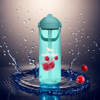 Flip straw water bottle