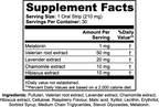 Supplement label with ingredients and serving size information